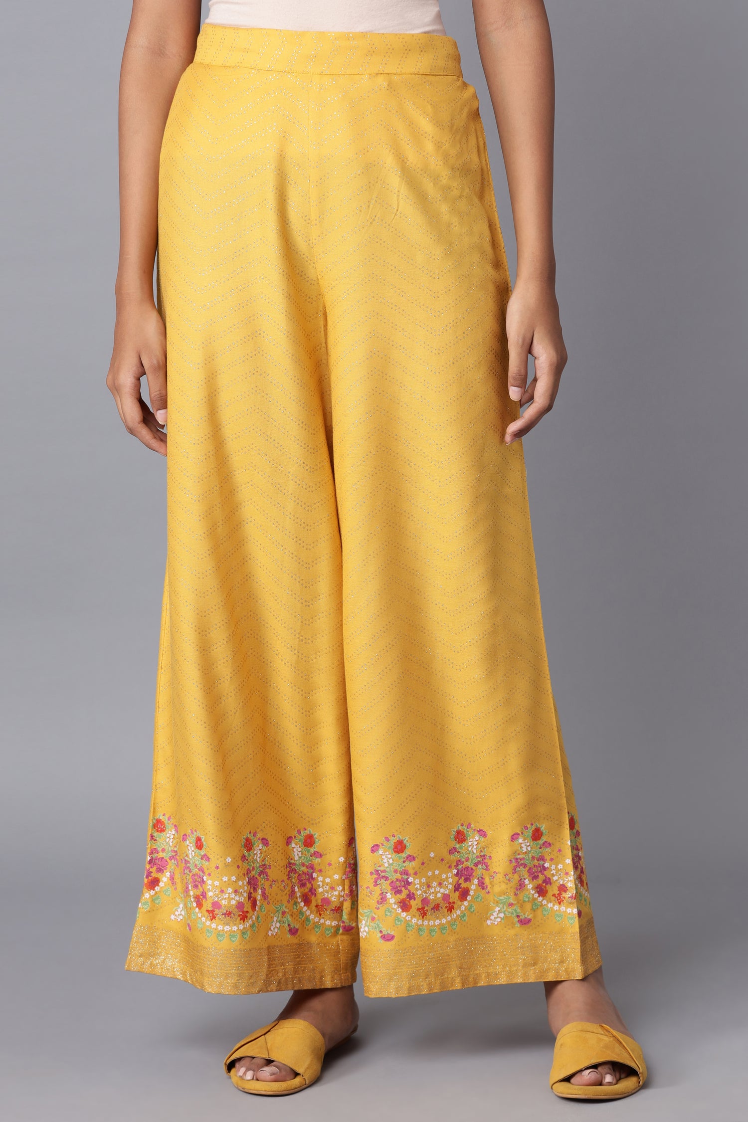 Yellow Printed Parallel Pants