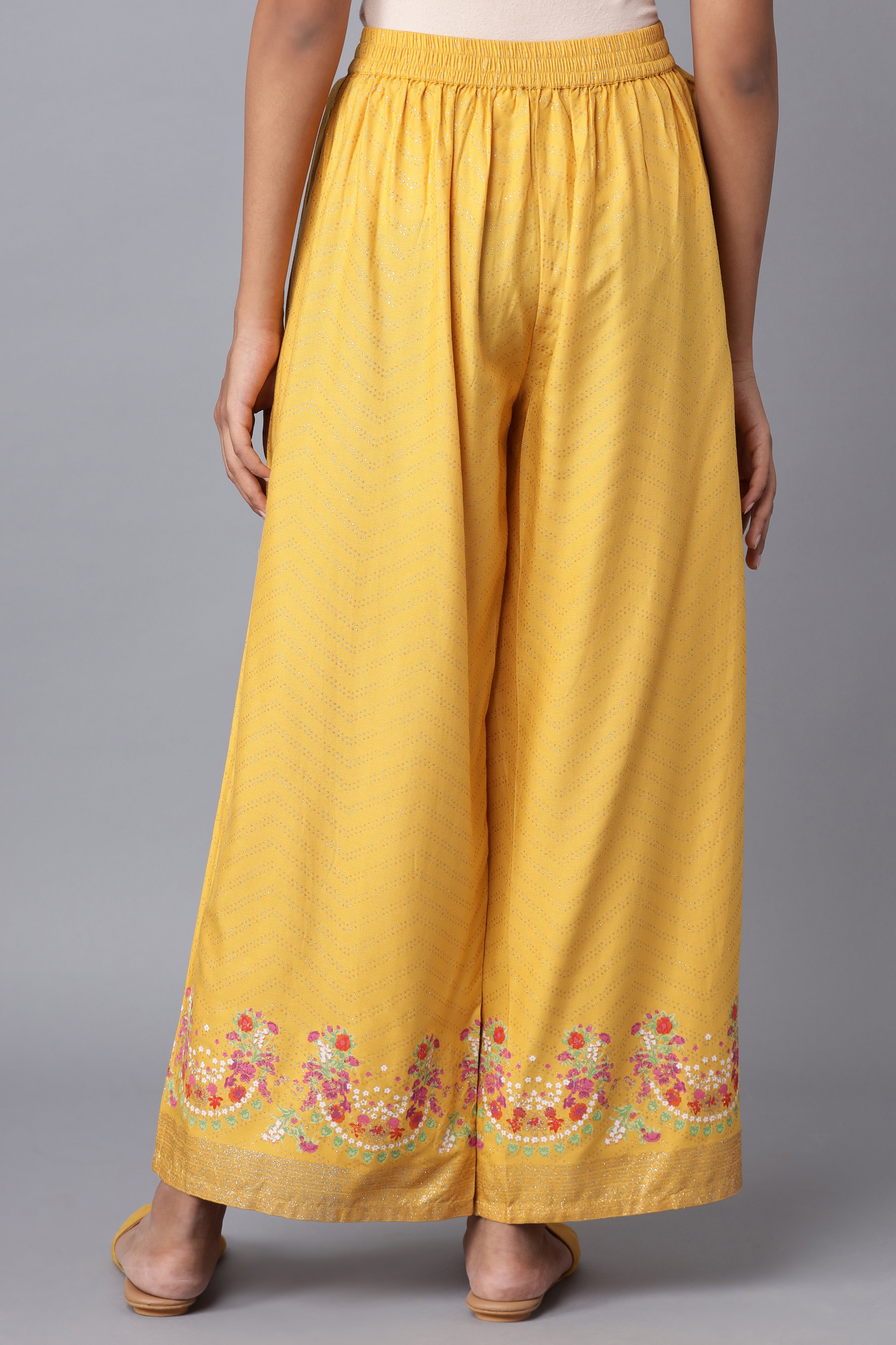 Yellow Printed Parallel Pants