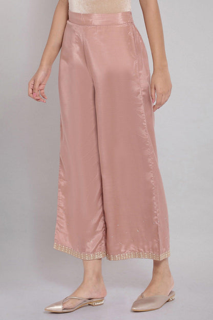 Dusky Pink Embroidered Parallel Pants - wforwoman