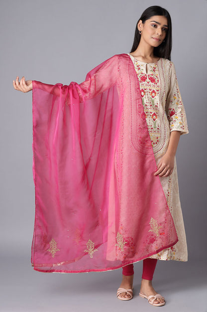 Dark Pink Organza Dupatta