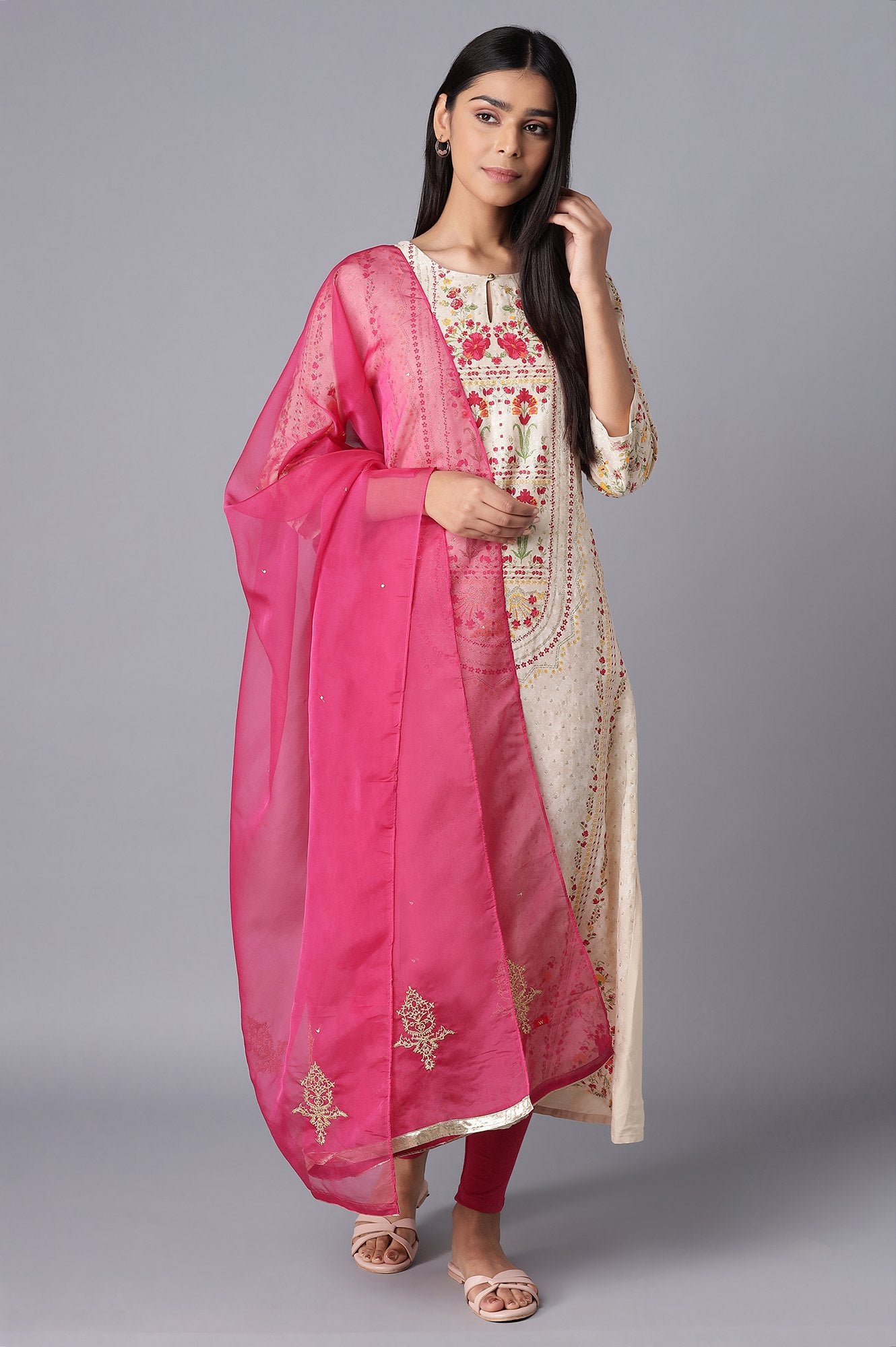 Dark Pink Organza Dupatta