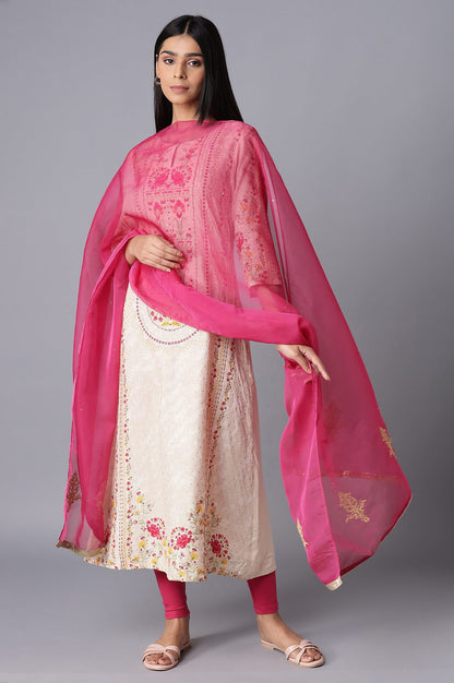 Dark Pink Organza Dupatta