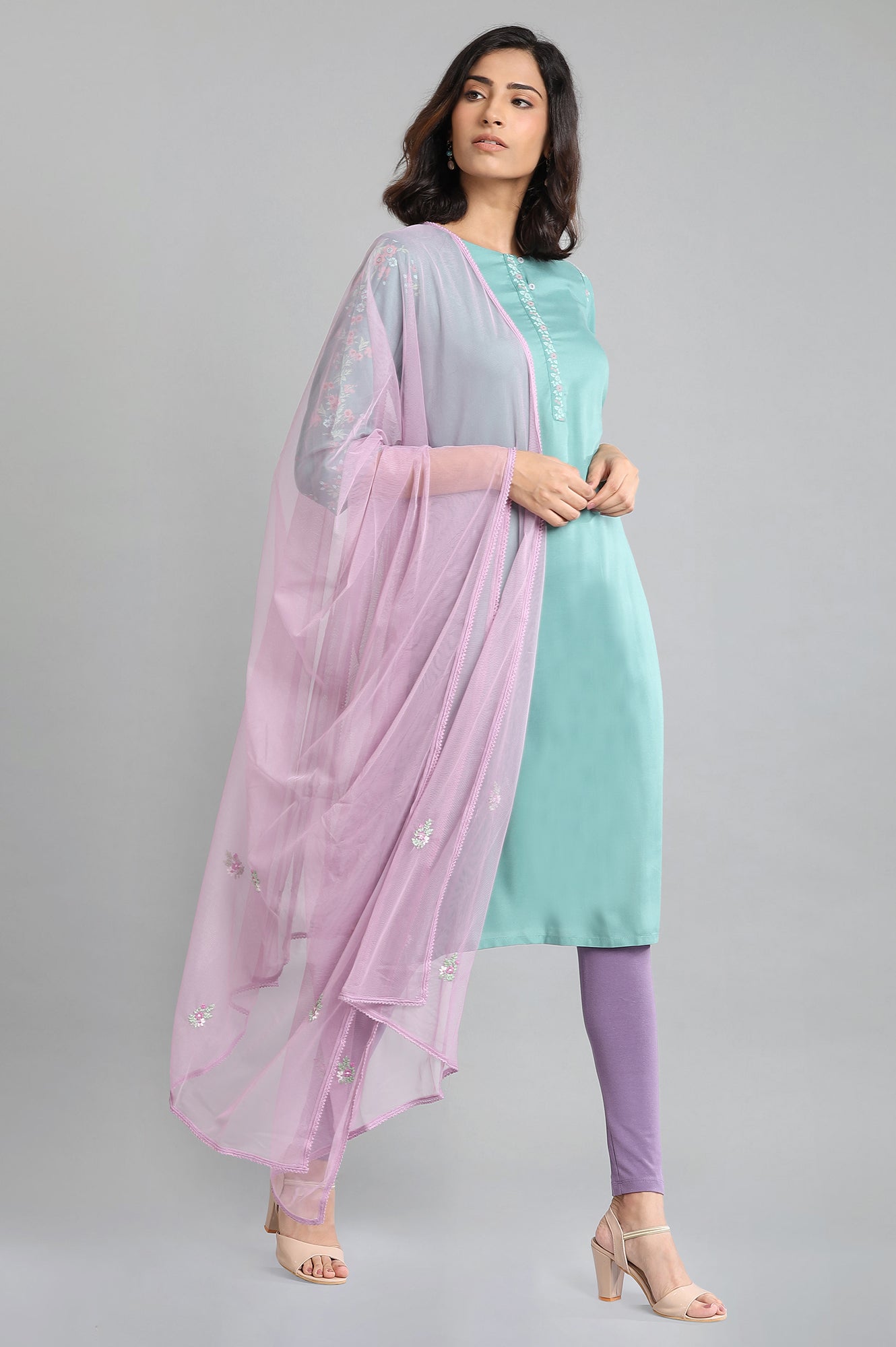 Light Purple Maharani Net Dupatta