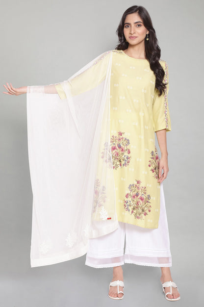 Ecru Mesh Embroidered Dupatta