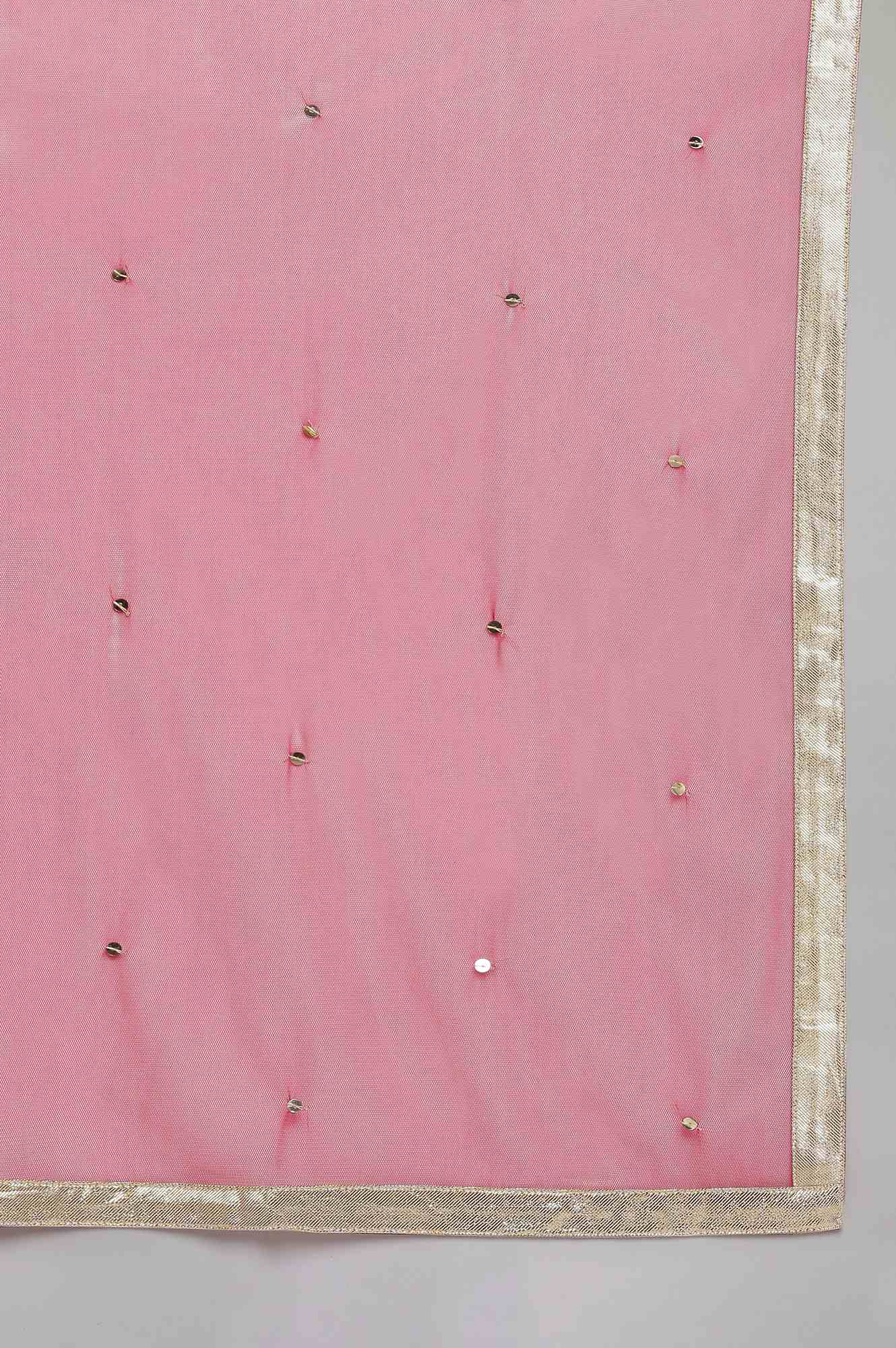 Pink Mesh Dupatta with Sequin