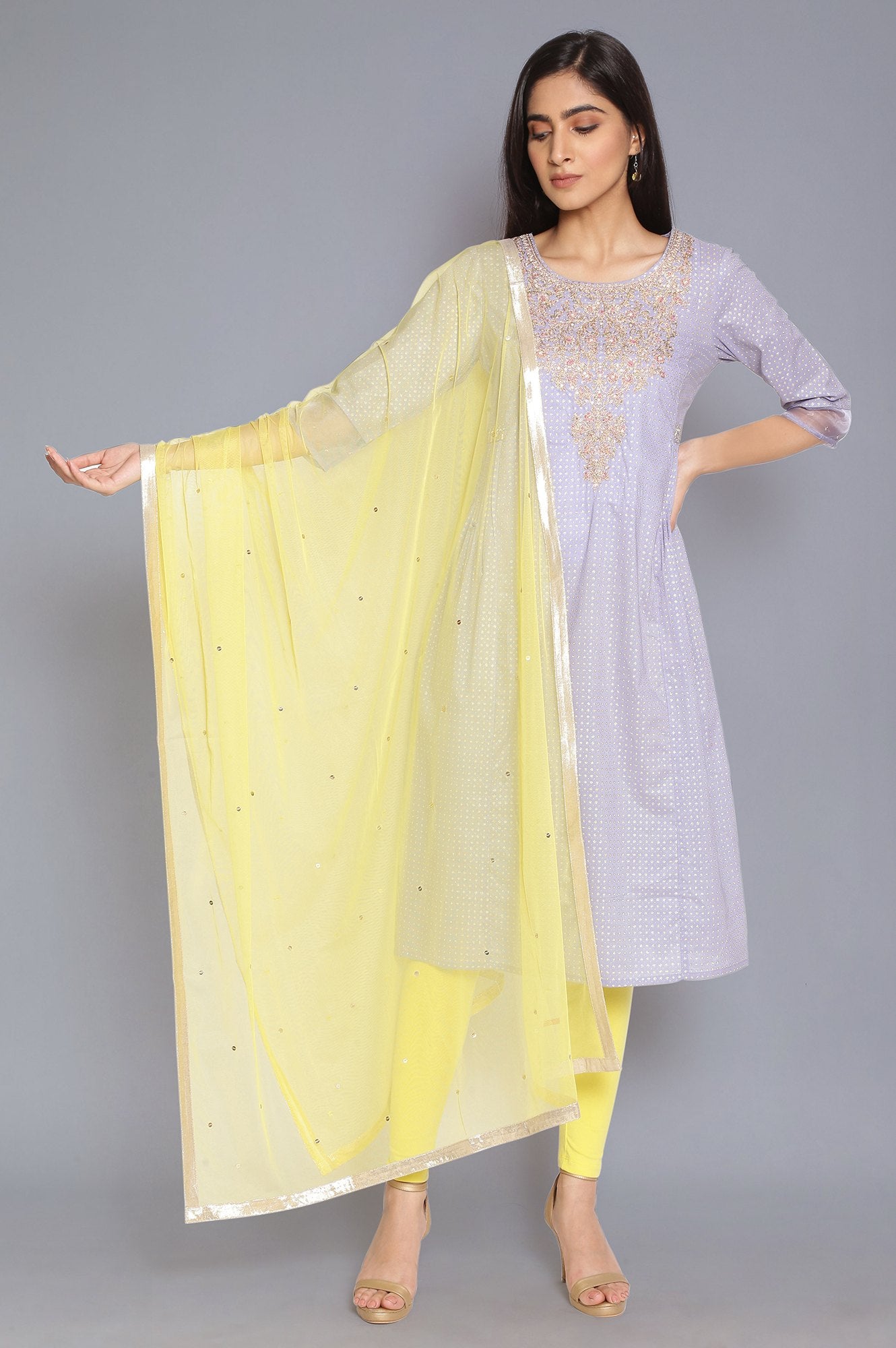 Yellow Mesh Dupatta