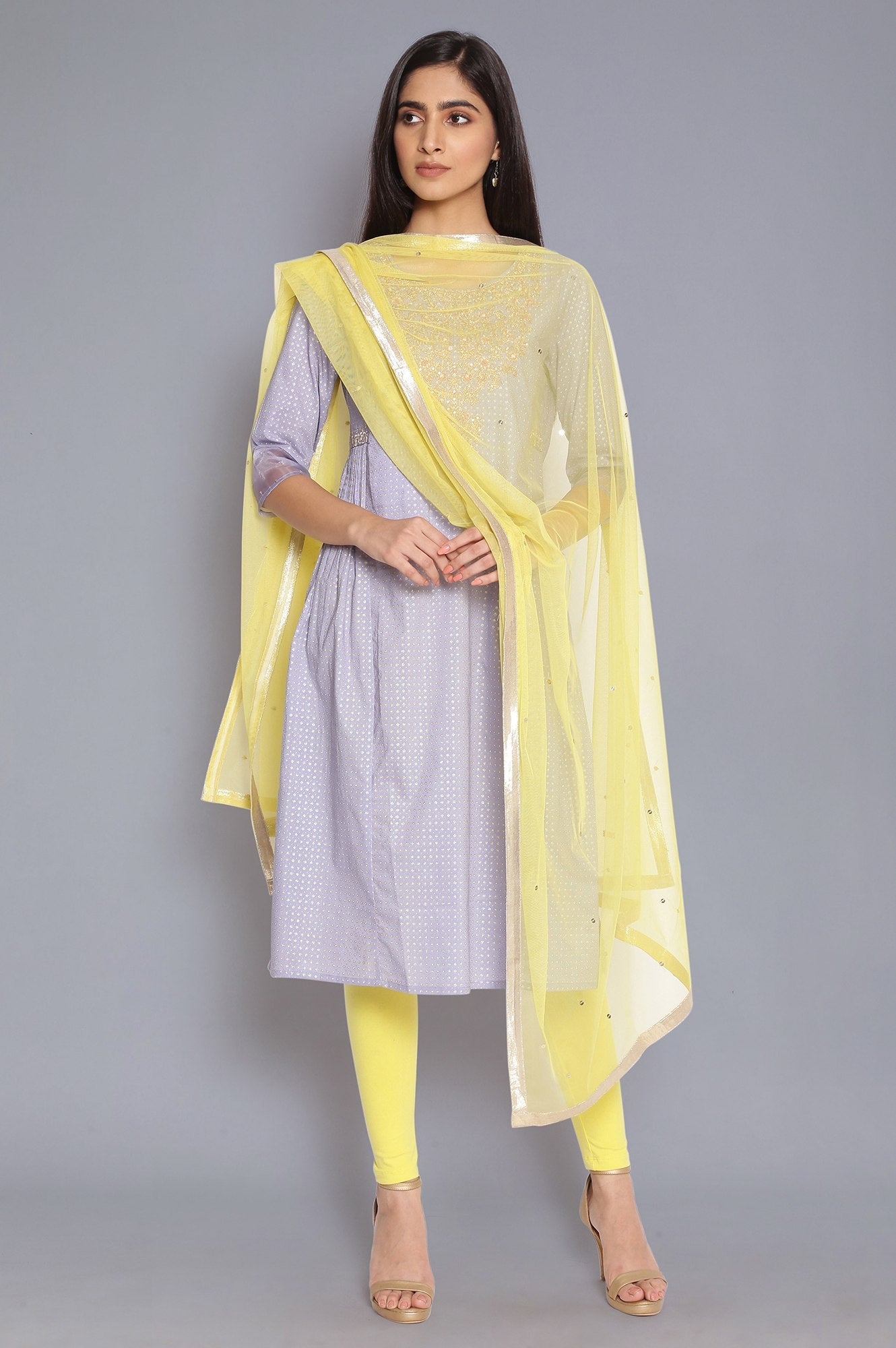 Yellow Mesh Dupatta