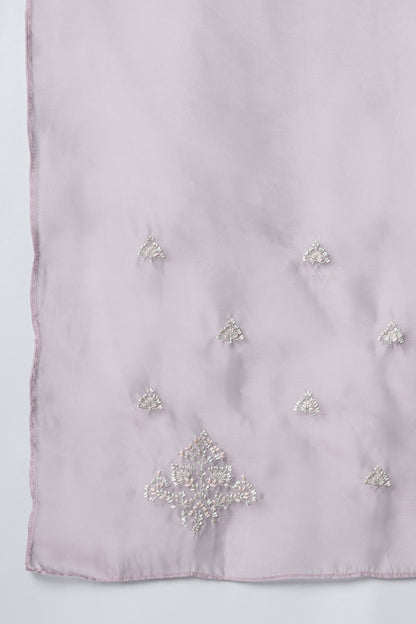 Purple Embroidered Organza Dupatta