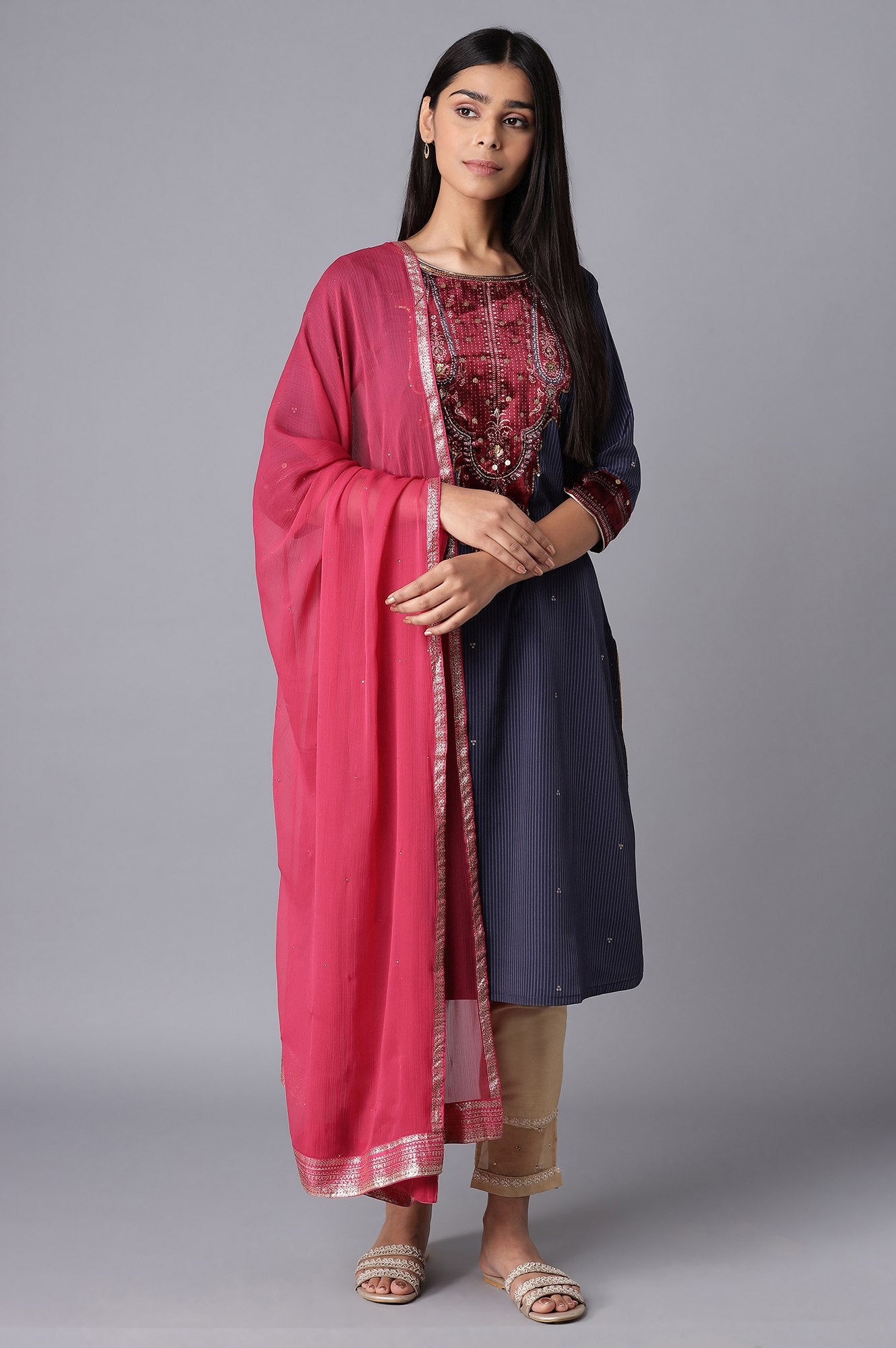 Magenta Chiffon Dupatta