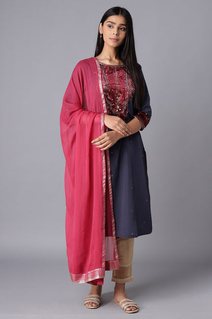 Magenta Chiffon Dupatta