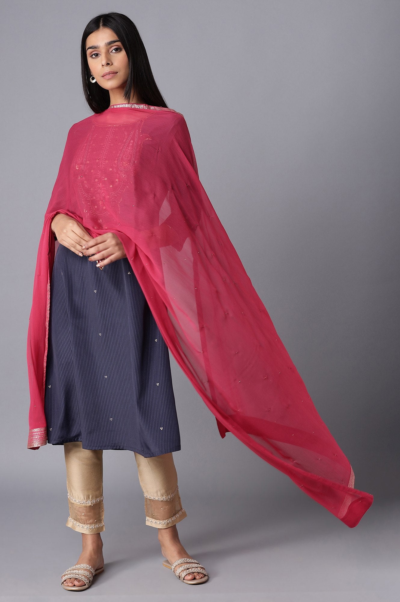 Magenta Chiffon Dupatta