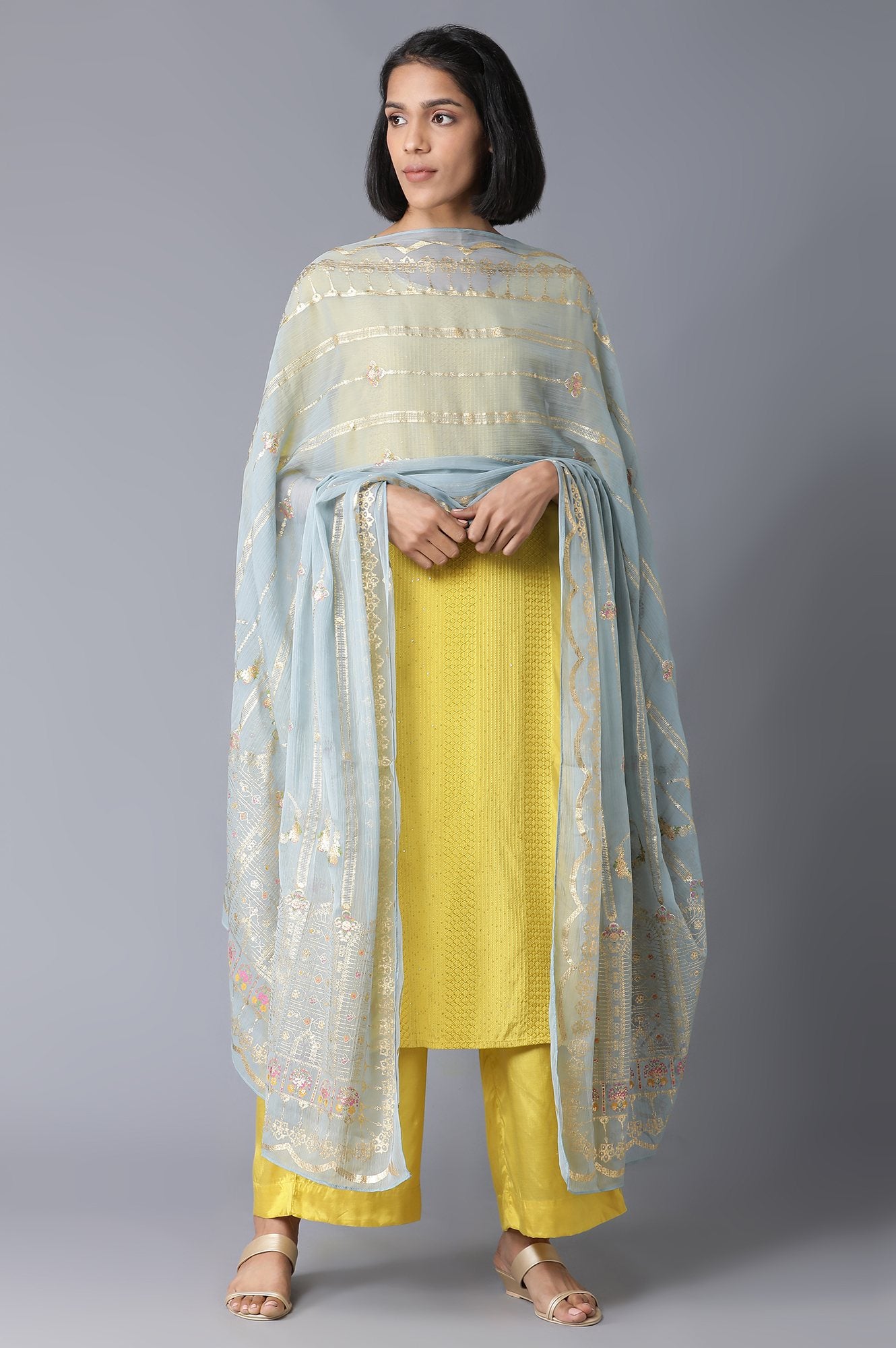 Turkish Blue Crinkled Chiffon Dupatta