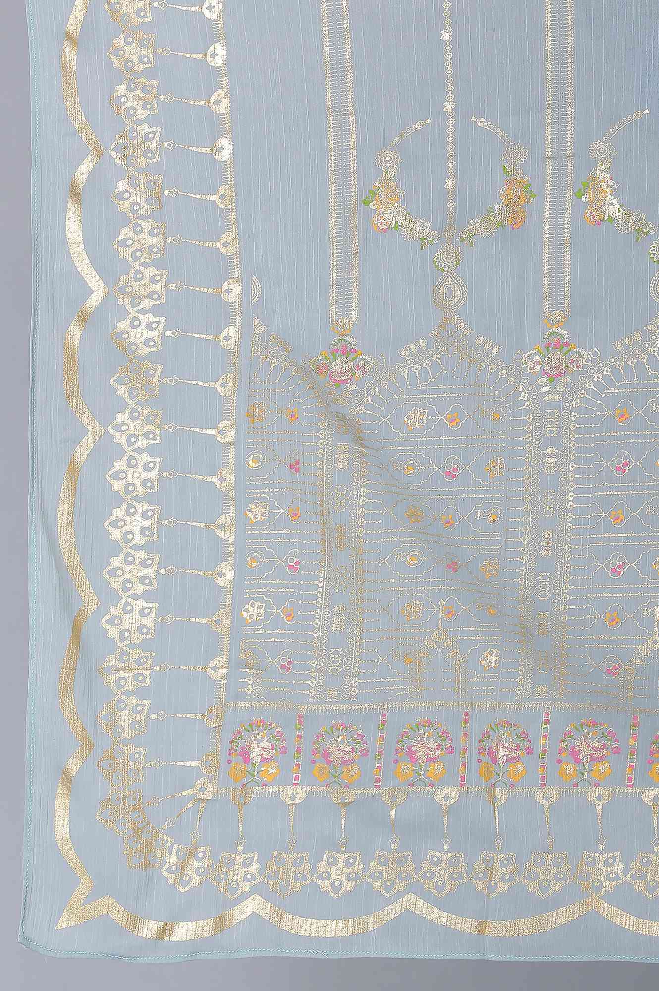 Turkish Blue Crinkled Chiffon Dupatta