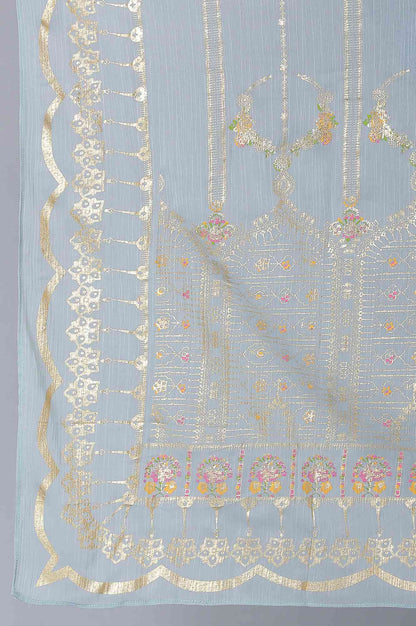 Turkish Blue Crinkled Chiffon Dupatta