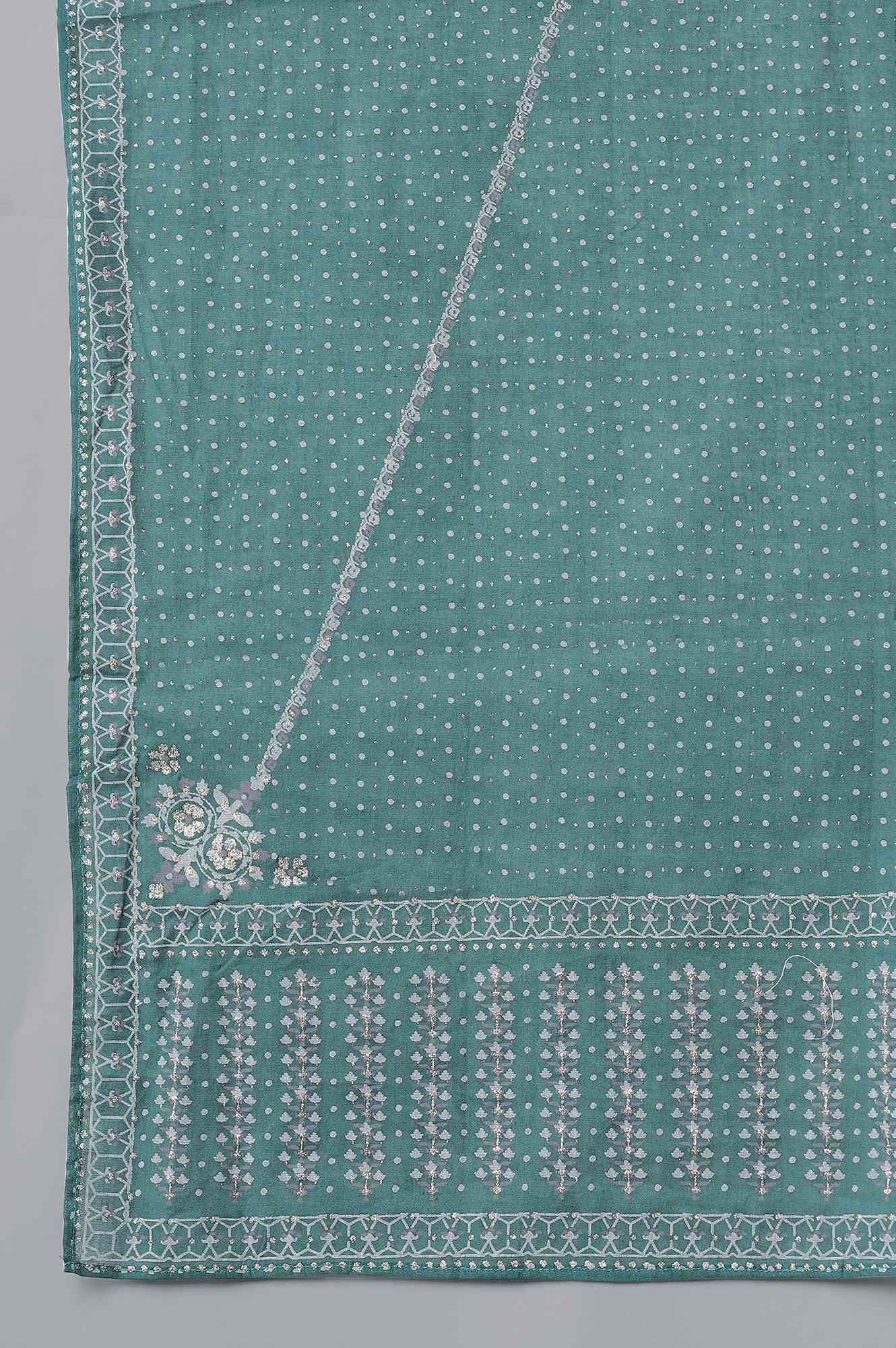 Green Printed Voile Dupatta