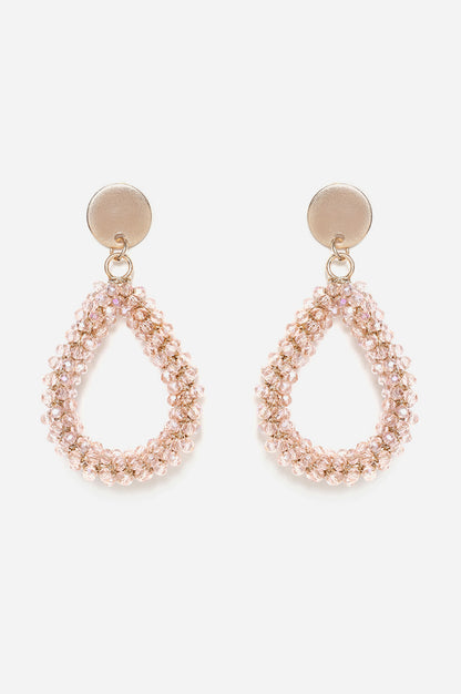 Pink Pear Shaped Crystal Dangler Earrings