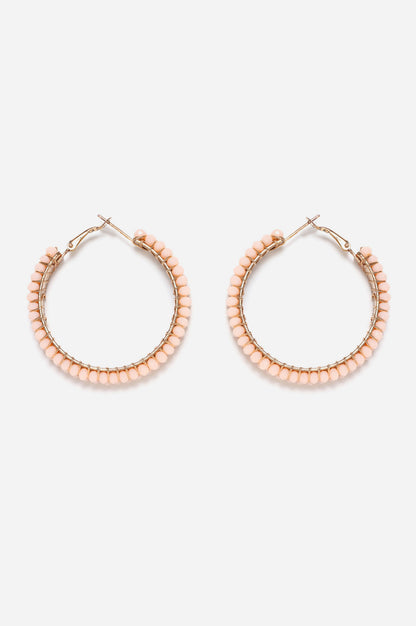 Beige Handcrafted Hoop Earrings