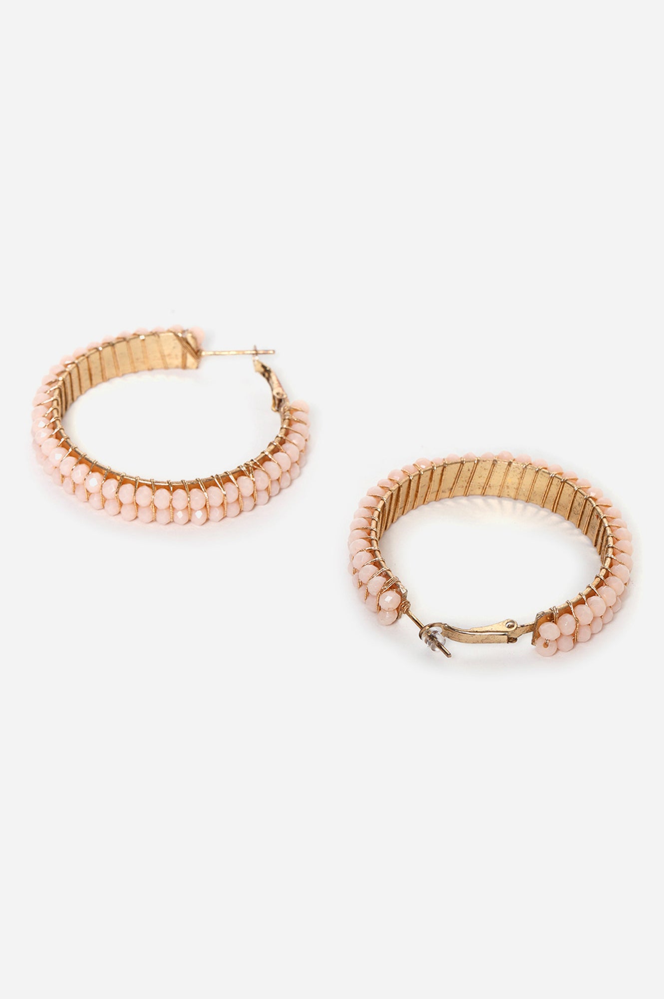 Beige Handcrafted Hoop Earrings