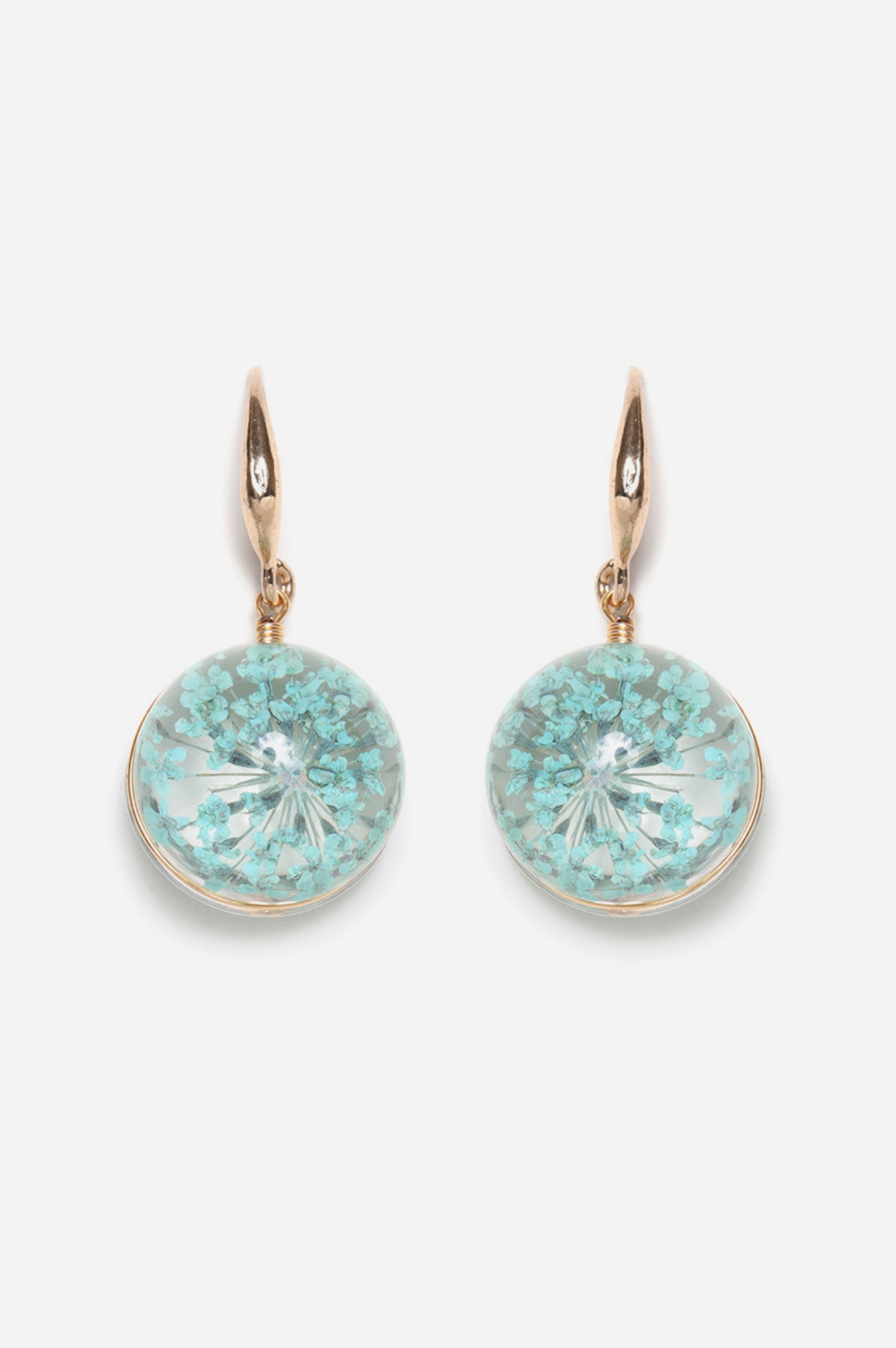 Blue Real Flower Embossed Earrings