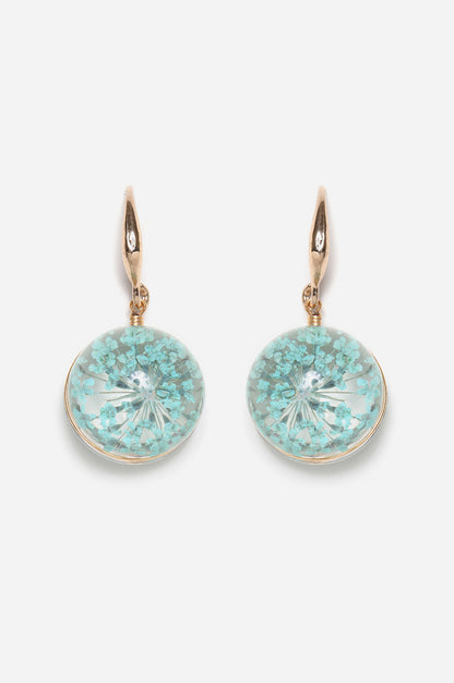 Blue Real Flower Embossed Earrings