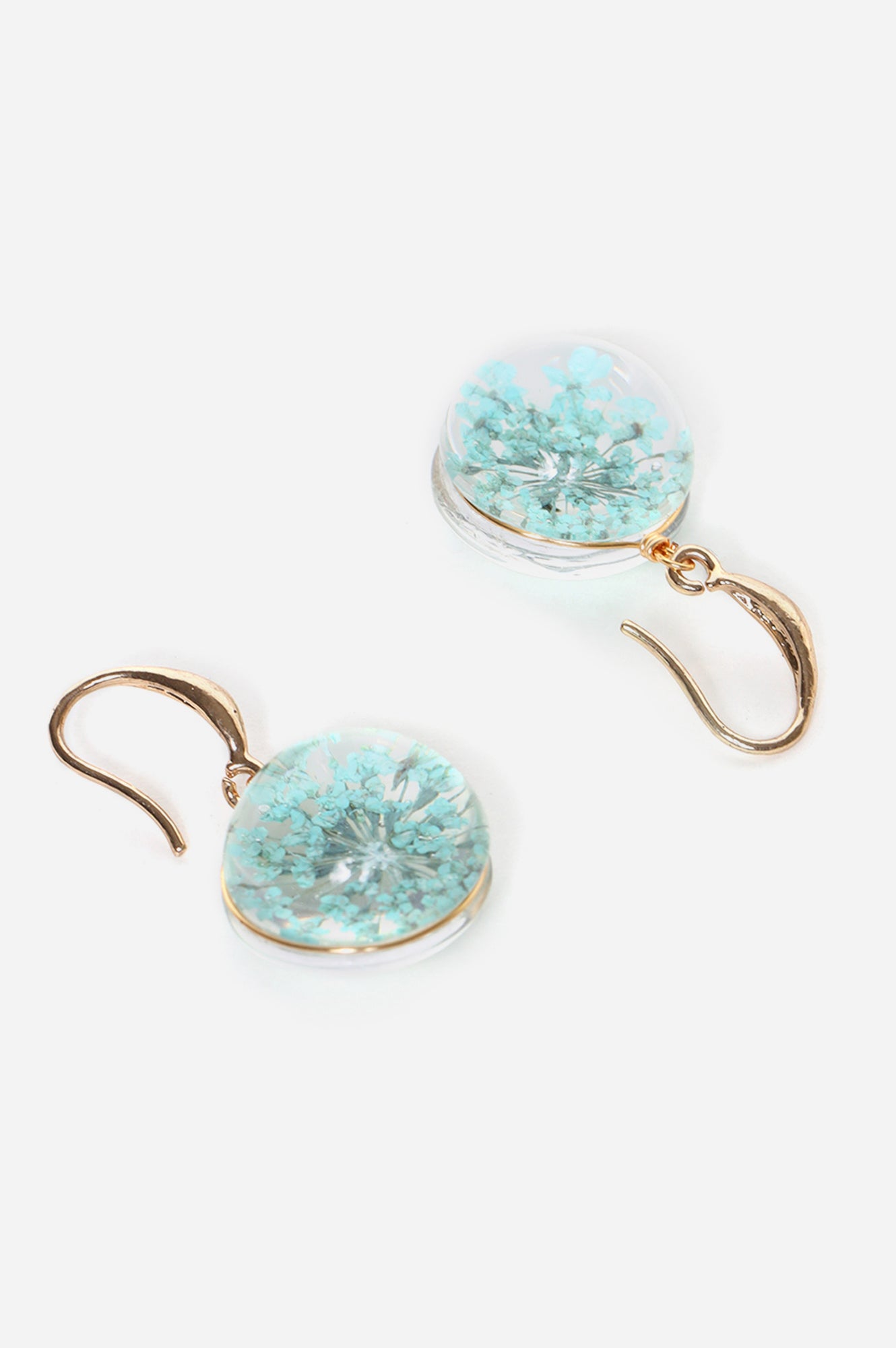 Blue Real Flower Embossed Earrings