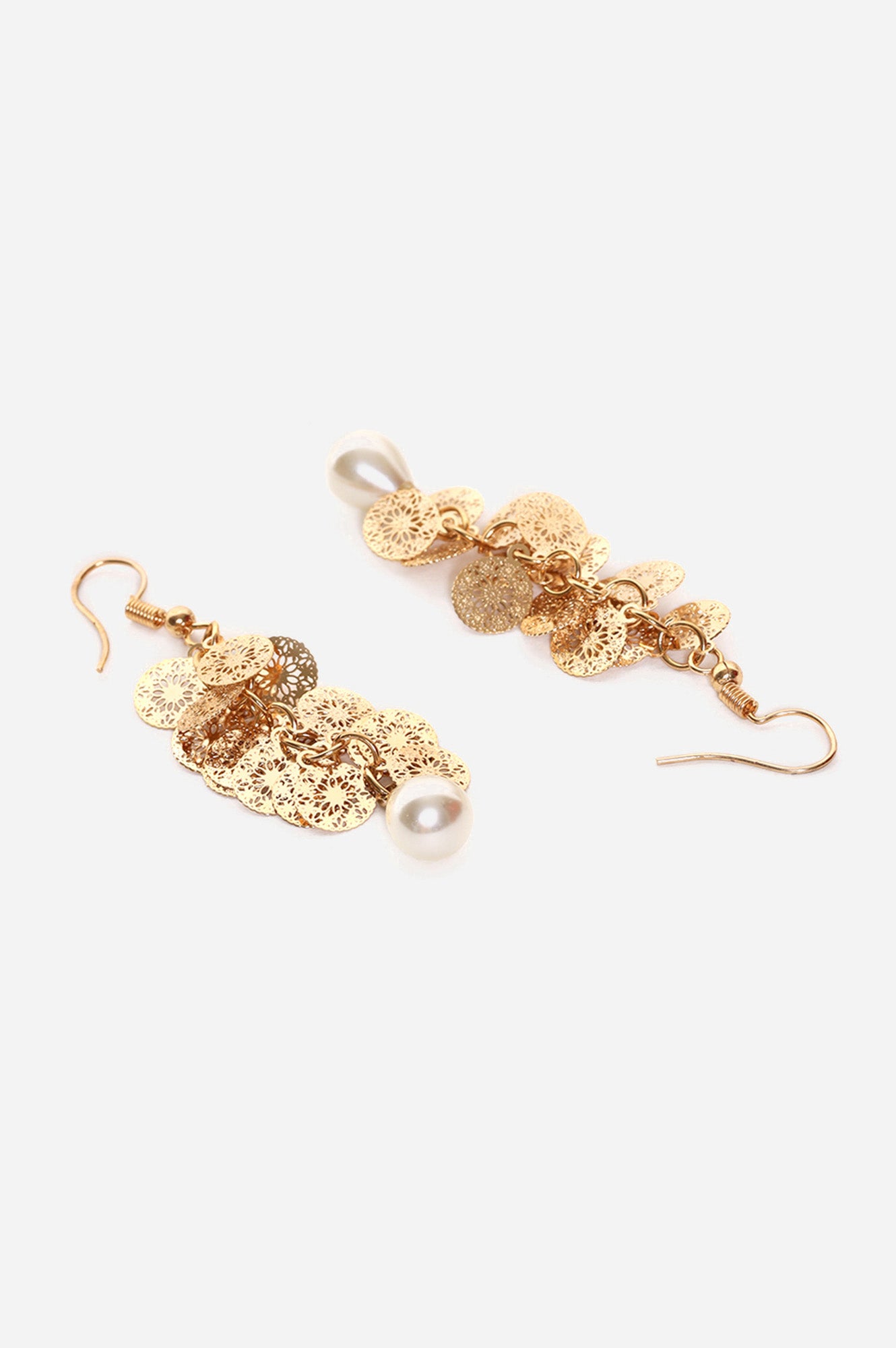 White Modern Filigree Drop Earrings