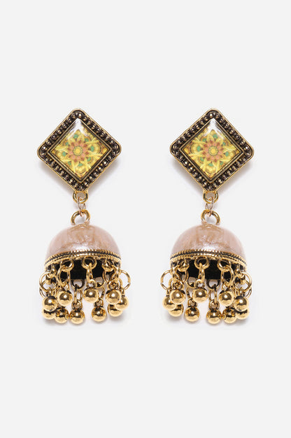 Multicoloured Oxidised Beaded Jhumki Earrings