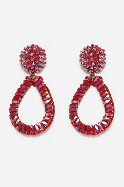 Red Handcrafted Pear Shaped Dangler Earrings