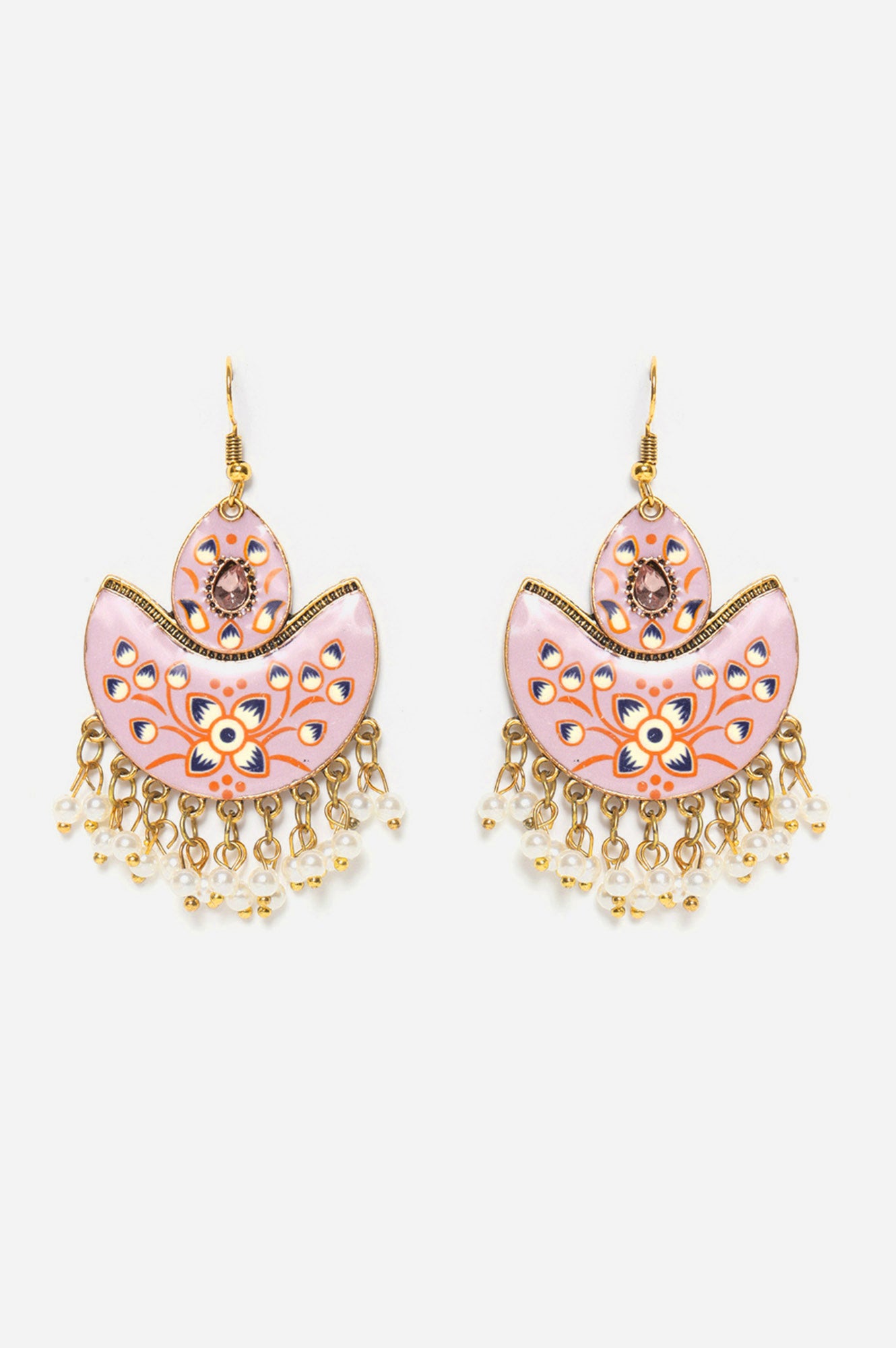 Pink Handcrafted Digital Print Danglers