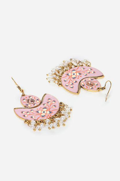 Pink Handcrafted Digital Print Danglers