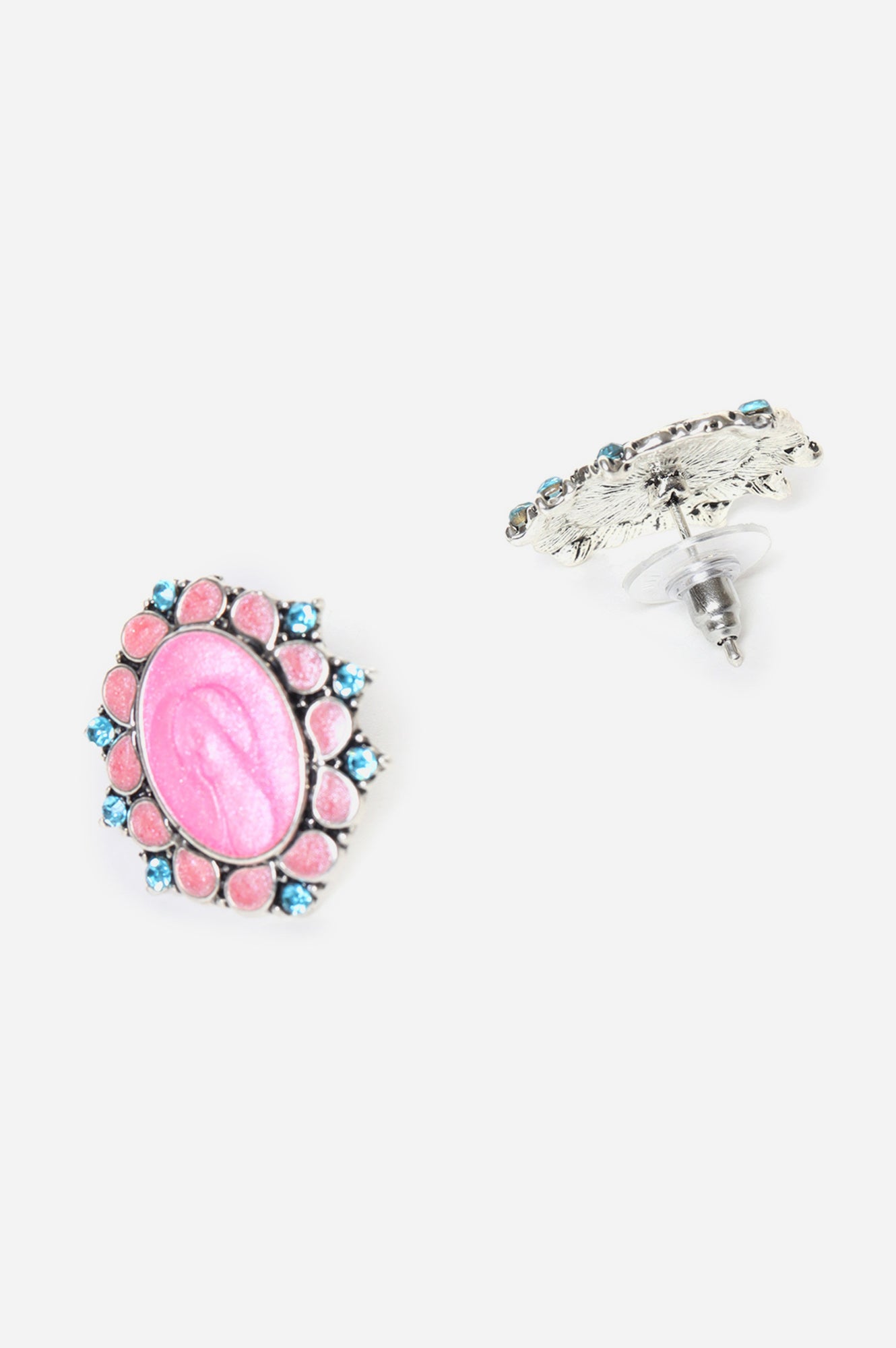 Pink Coloured Stone Stud Earrings