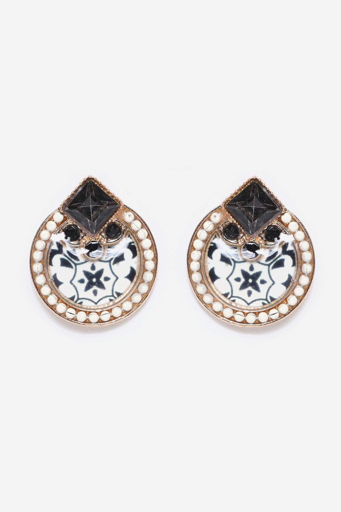 Blue Stud Earring in Digital Print