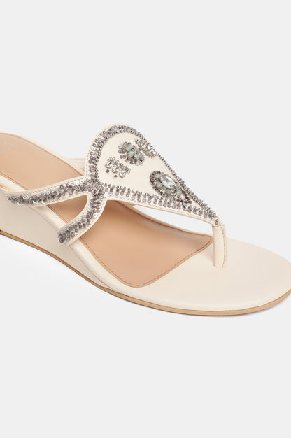 W Embroidered Open Wedge-Whannah