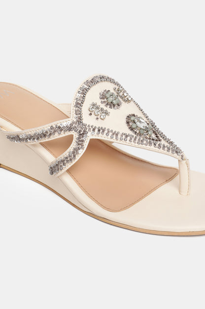 W Embroidered Open Wedge-Whannah