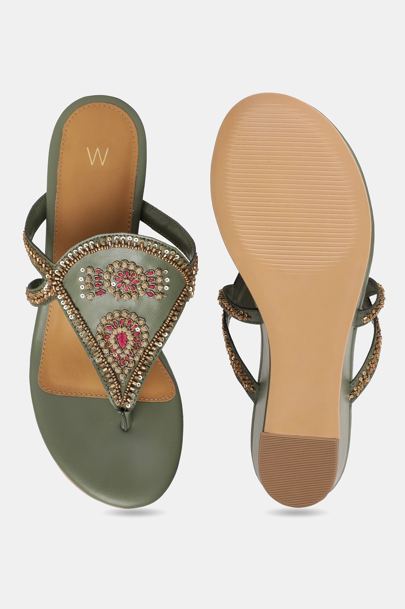 W Embroidered Open Wedge-Whannah