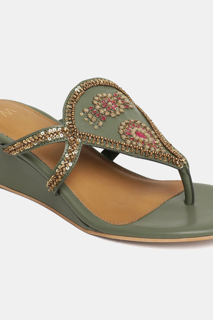 W Embroidered Open Wedge-Whannah