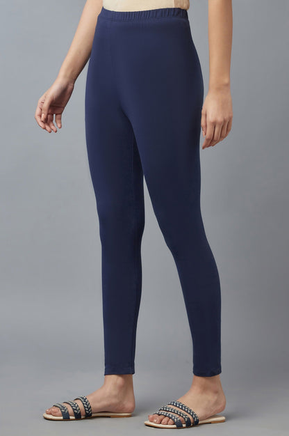 Navy Skin Fit Cotton Lycra Tights