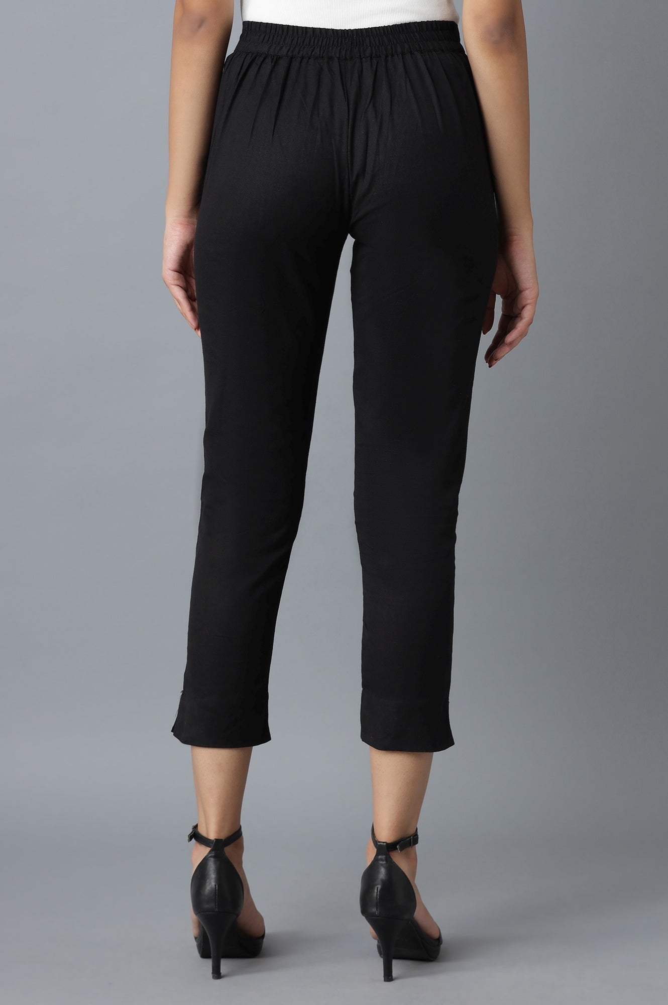 Black Roll-up Hem Trousers