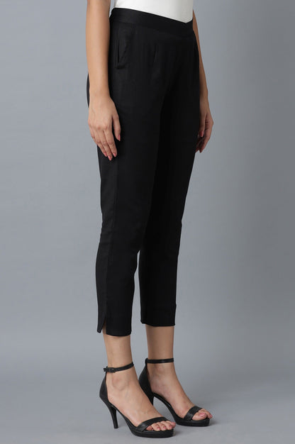 Black Roll-up Hem Trousers