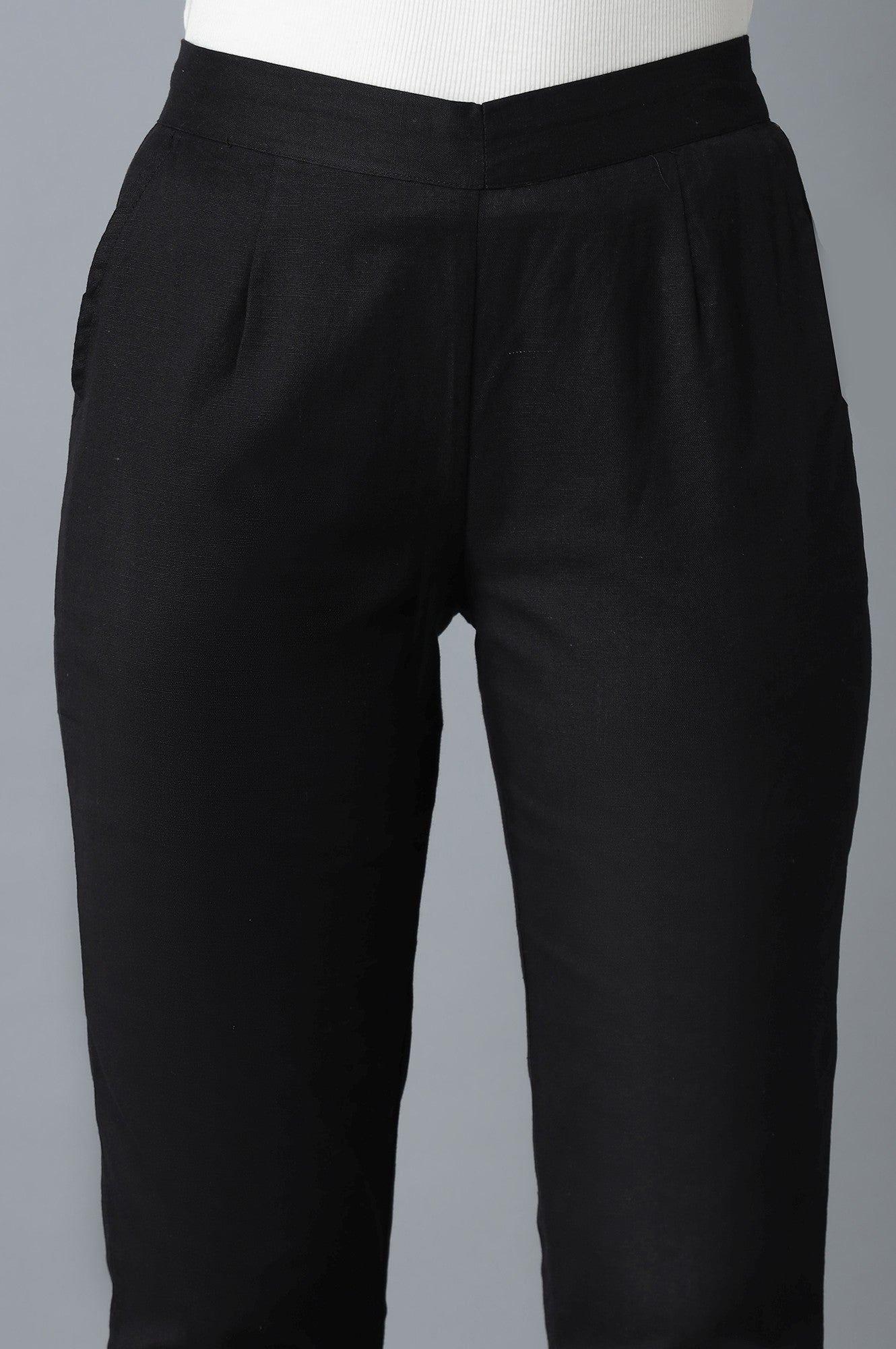 Black Roll-up Hem Trousers