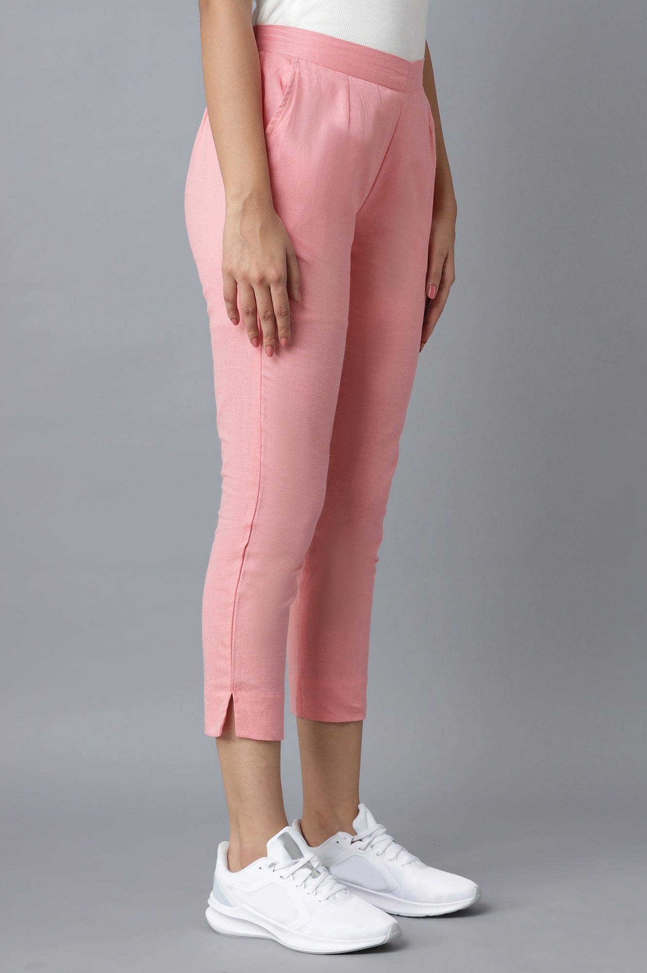 Pink rollup hem trousers