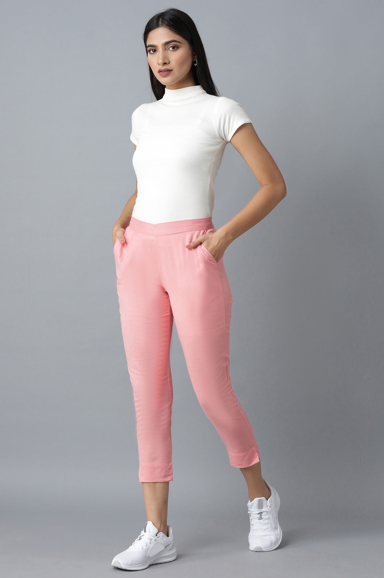 Pink rollup hem trousers