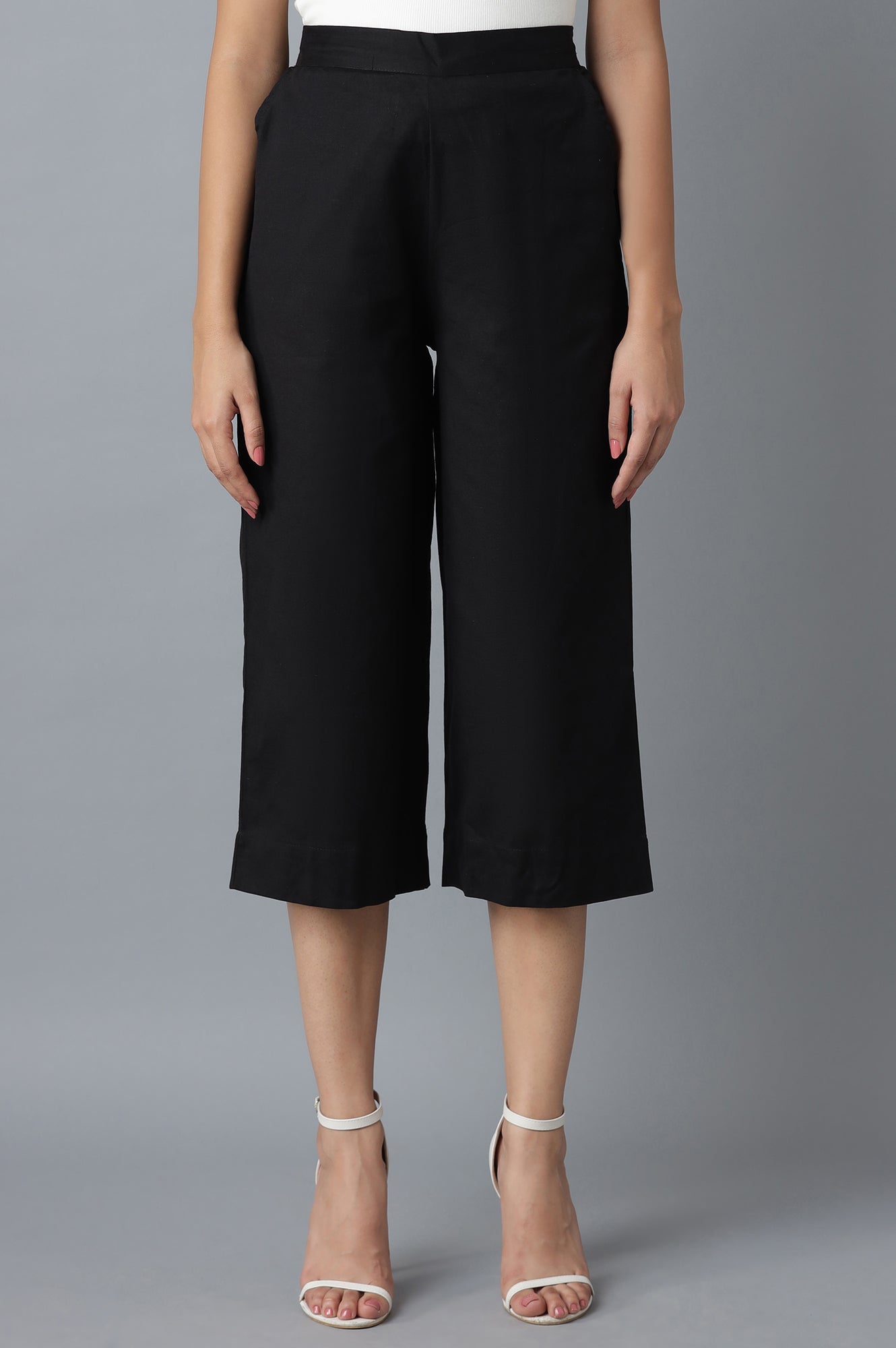 Black Calf Length Culottes