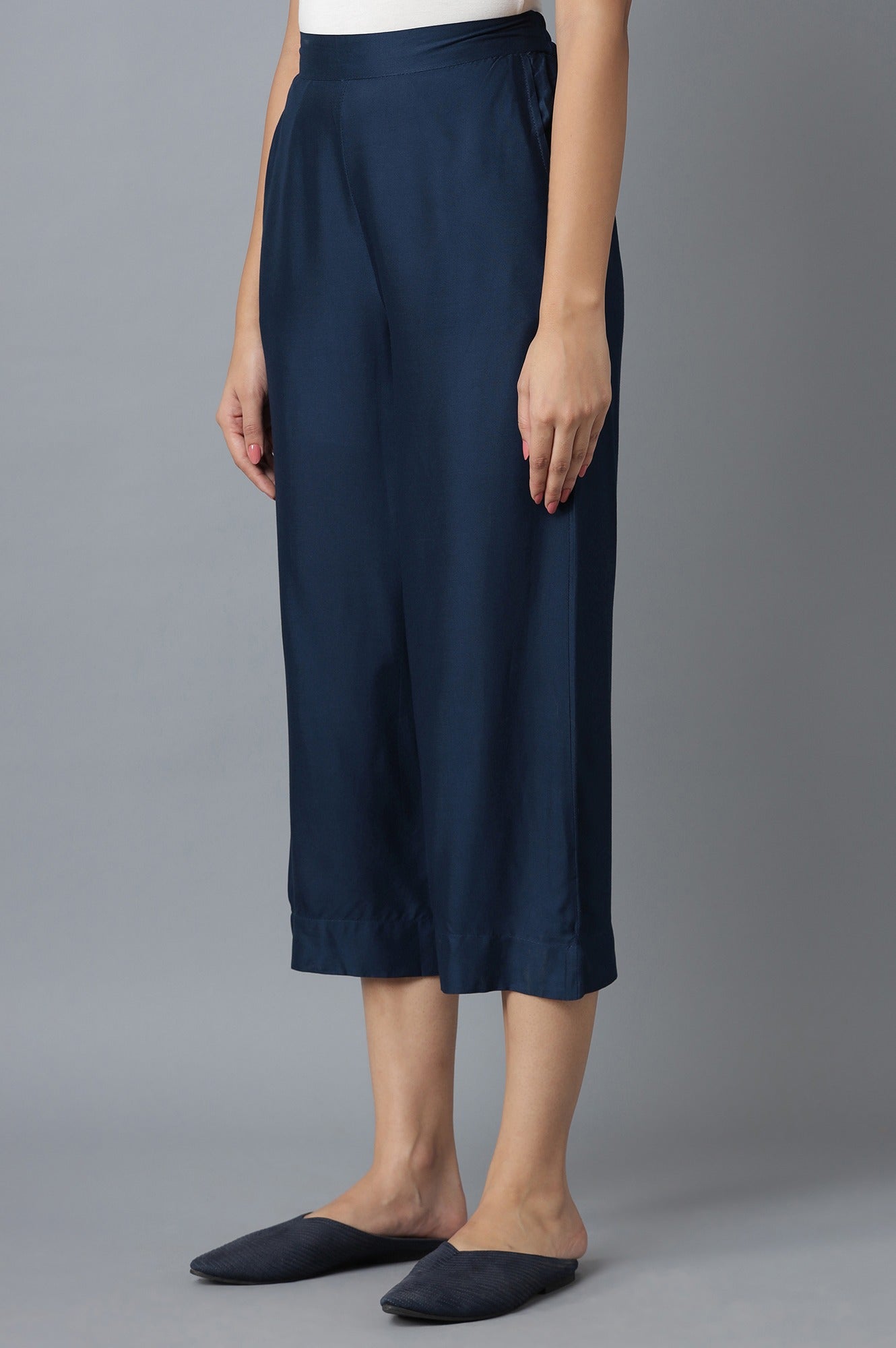 Blue Calf Length Culottes