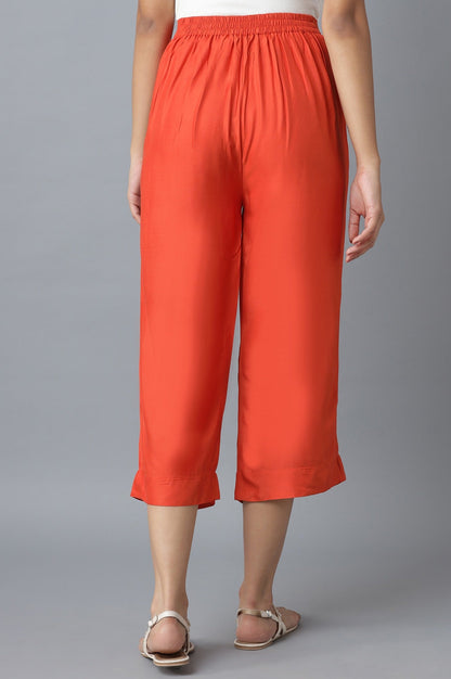 Orange Calf Length Culottes