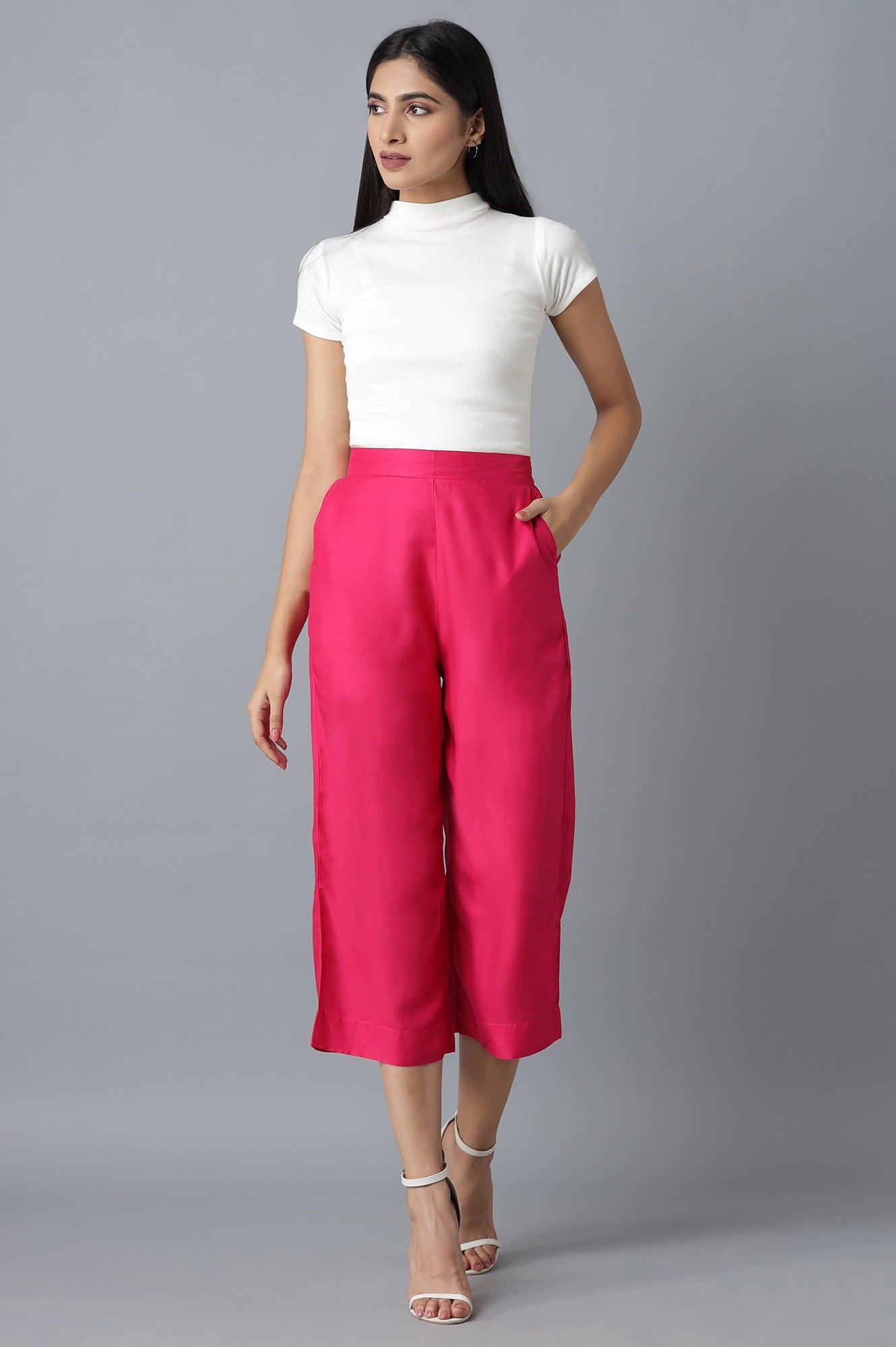 Pink Calf Length Culottes