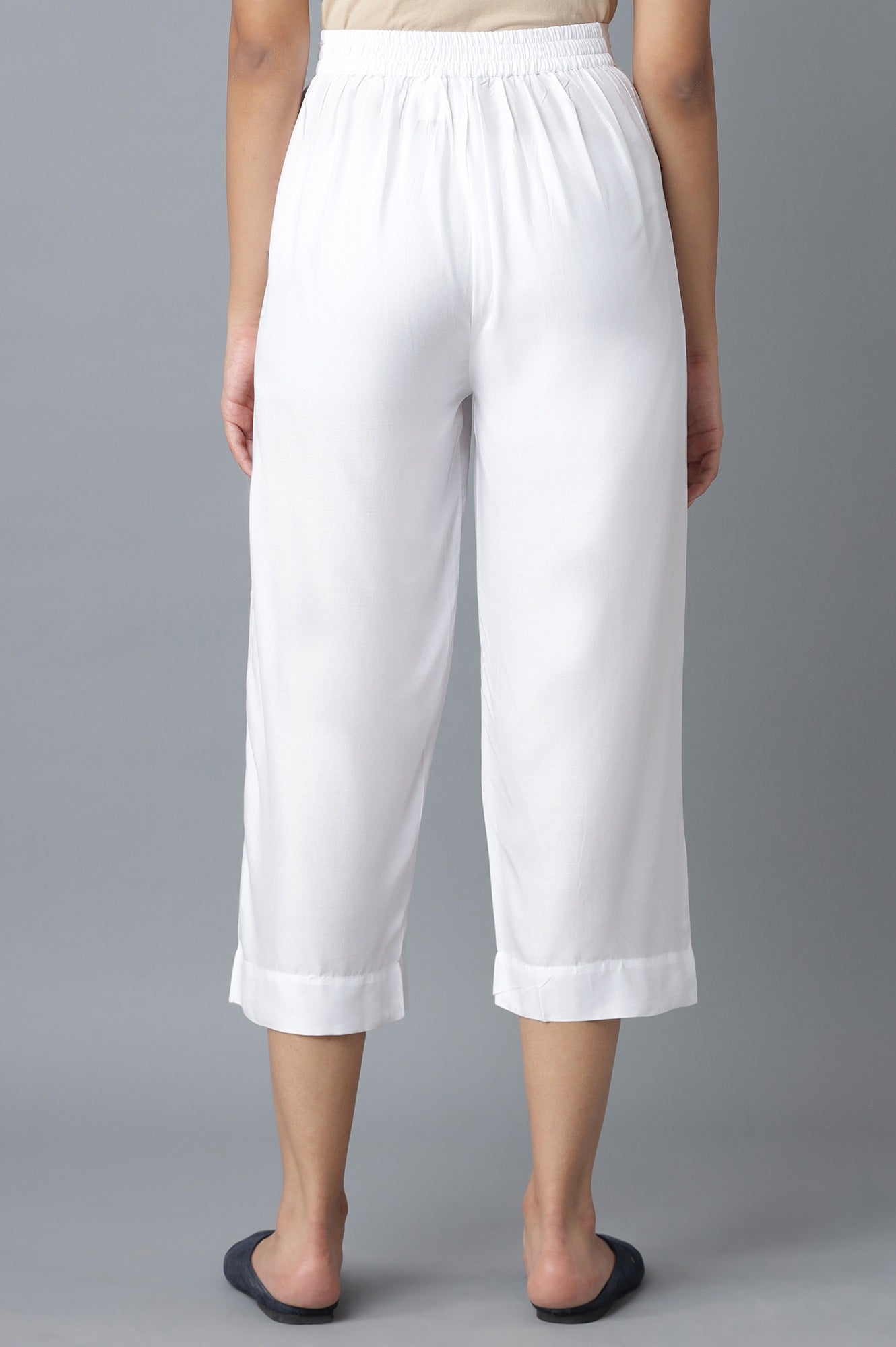 White Calf Length Culottes