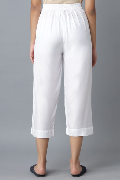 White Calf Length Culottes