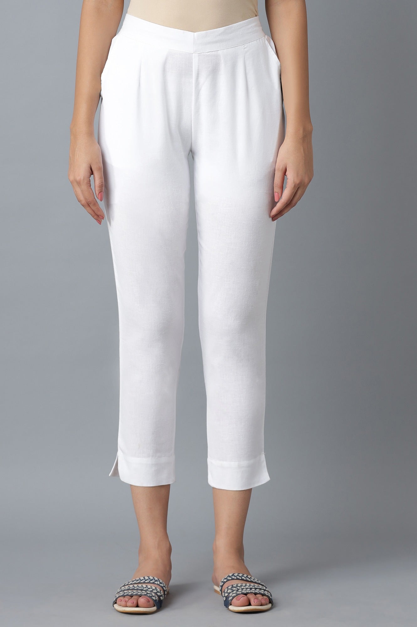 White Calf Length Culottes