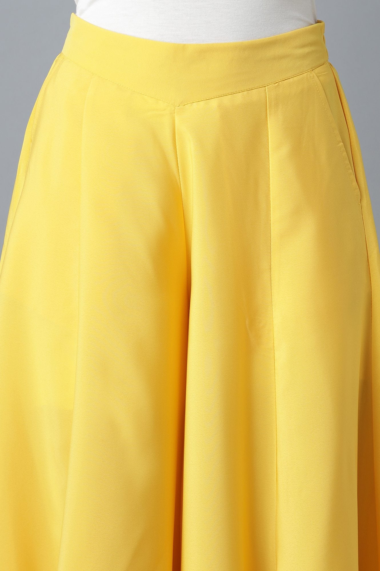 Yellow Solid Flared Palazzo